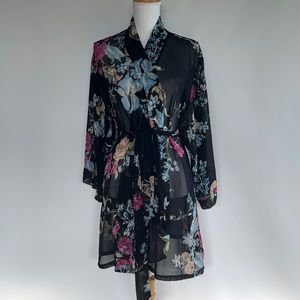 Helena Quinn Sheer Dark Floral Robe - OS